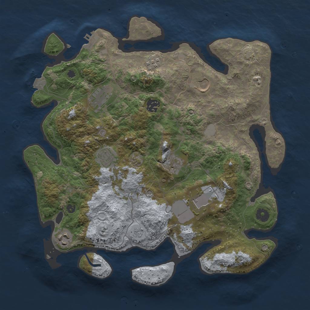 Rust Map: Procedural Map, Size: 3500, Seed: 6423057, 15 Monuments