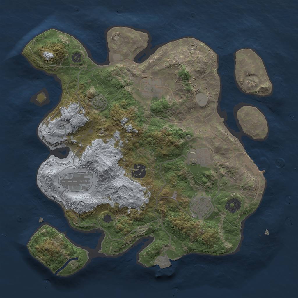 Rust Map: Procedural Map, Size: 3000, Seed: 624207229, 11 Monuments