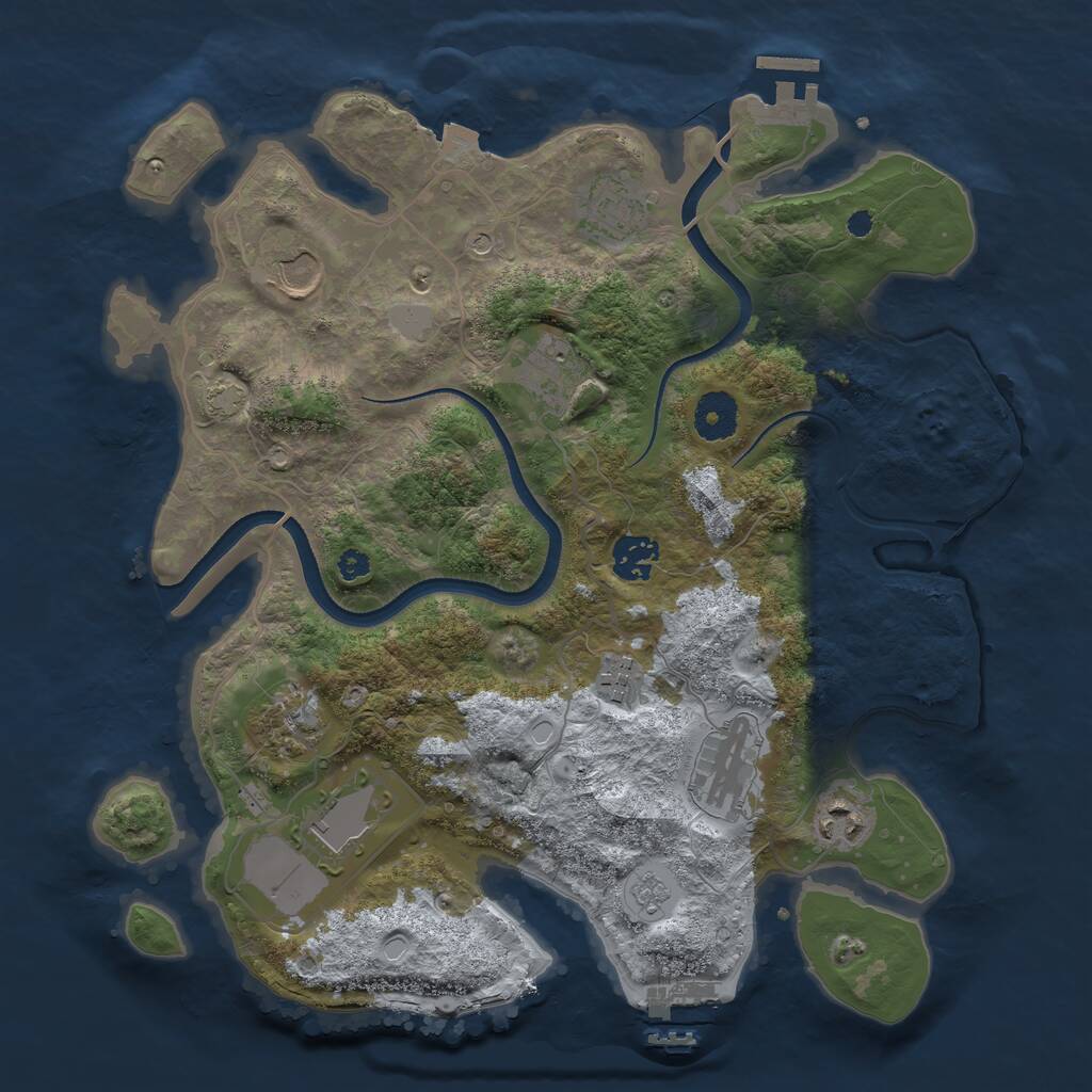Rust Map: Procedural Map, Size: 3500, Seed: 1287451412, 15 Monuments