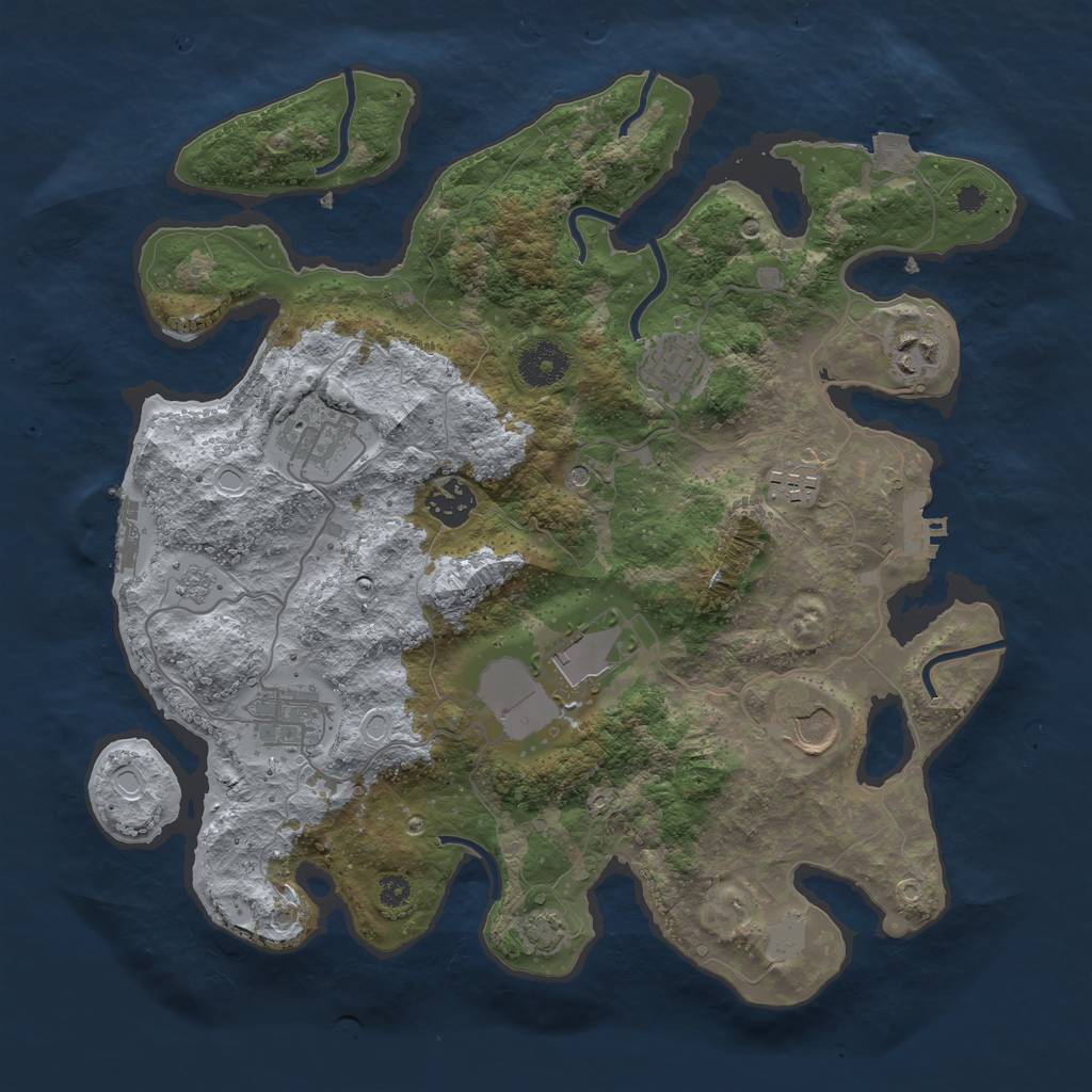 Rust Map: Procedural Map, Size: 3500, Seed: 1674824421, 16 Monuments