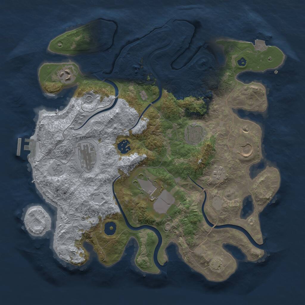 Rust Map: Procedural Map, Size: 3500, Seed: 1674824421, 12 Monuments