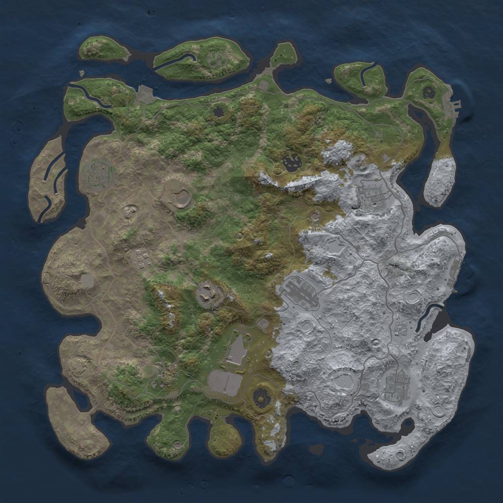 Rust Map: Procedural Map, Size: 4000, Seed: 32487632, 18 Monuments