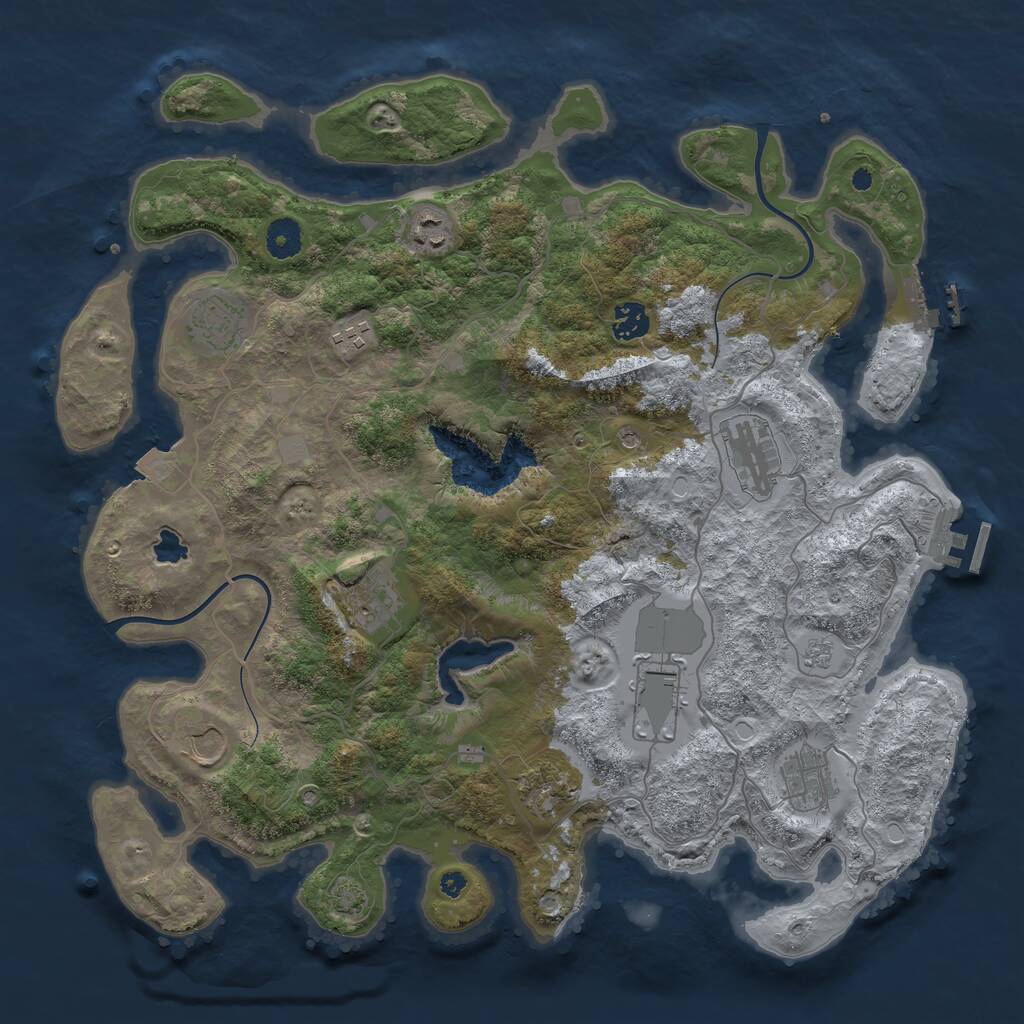 Rust Map: Procedural Map, Size: 4000, Seed: 32487632, 16 Monuments