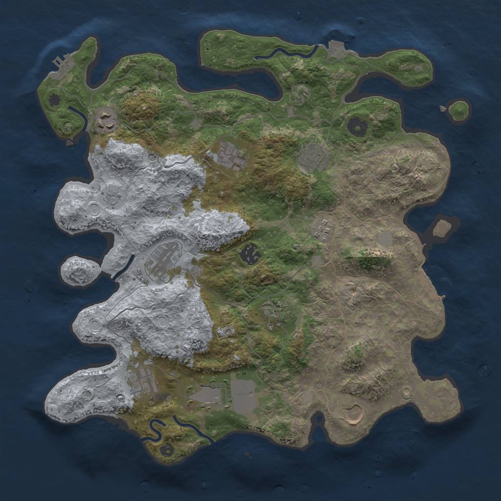 Rust Map: Procedural Map, Size: 3750, Seed: 96998871, 18 Monuments