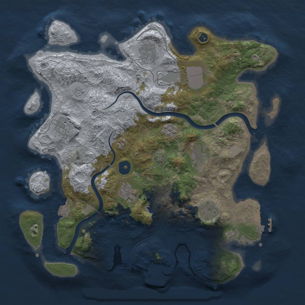 Rust Map: Procedural Map, Size: 3500, Seed: 300721708, 13 Monuments