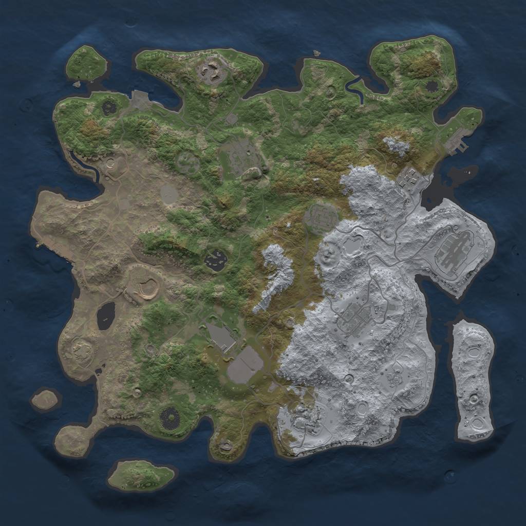 Rust Map: Procedural Map, Size: 3700, Seed: 83022512, 18 Monuments