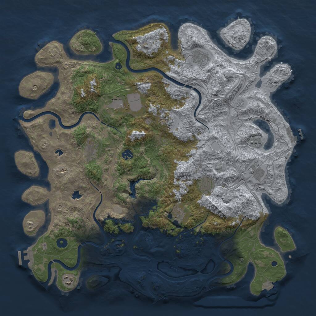 Rust Map: Procedural Map, Size: 4500, Seed: 1999215889, 16 Monuments