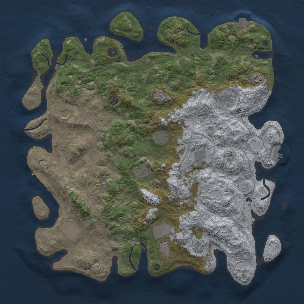 Rust Map: Procedural Map, Size: 4500, Seed: 1720503360, 19 Monuments