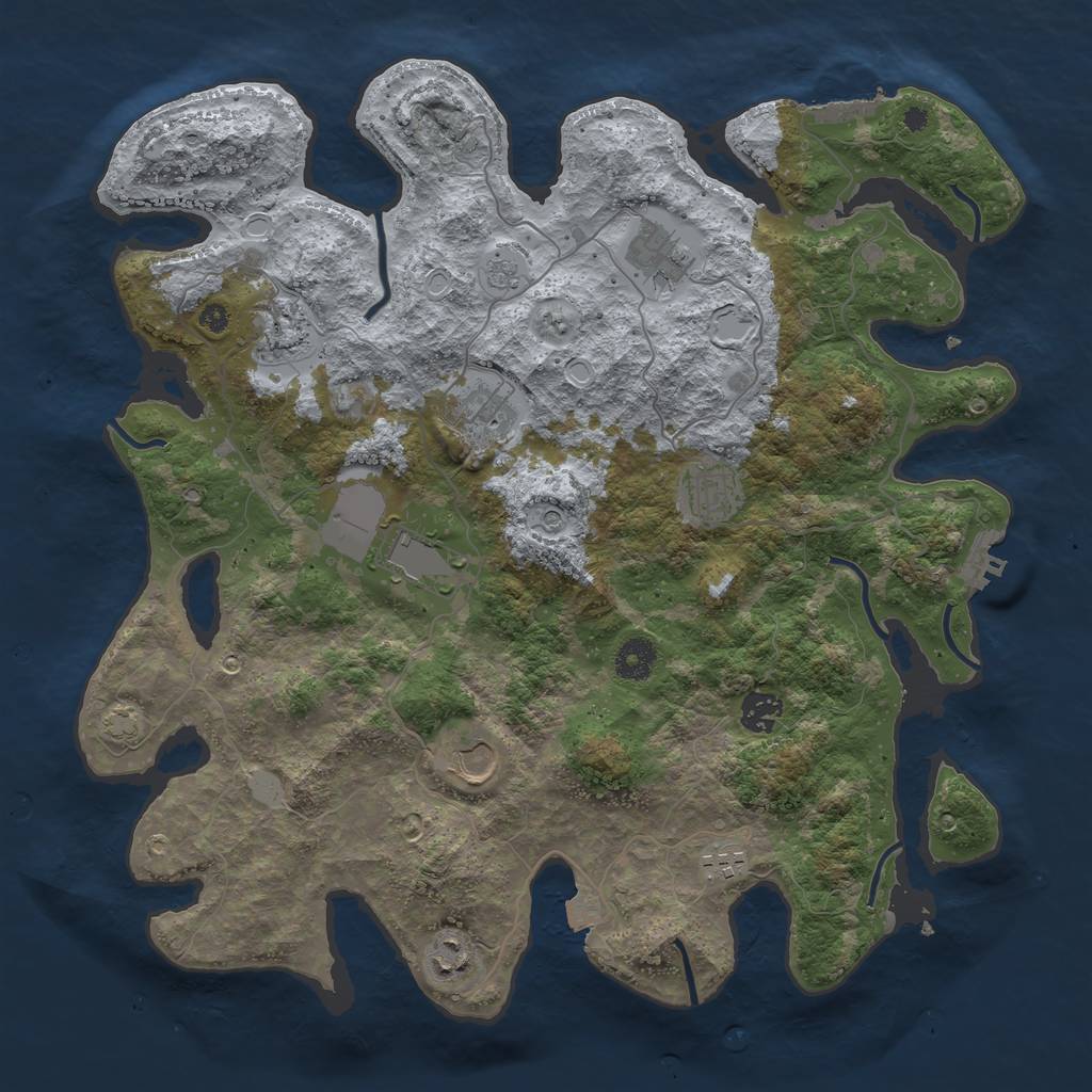 Rust Map: Procedural Map, Size: 3900, Seed: 3875872, 17 Monuments