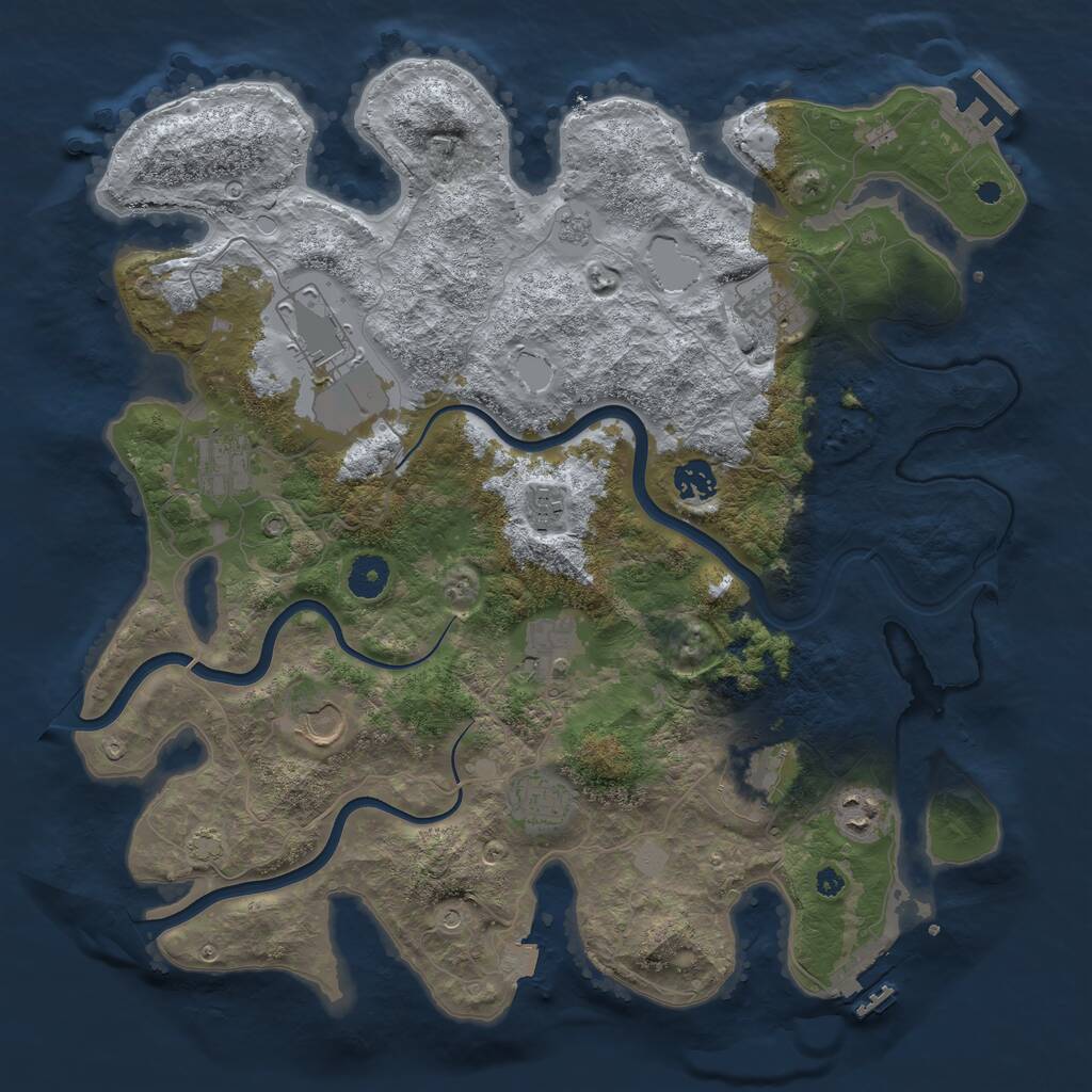 Rust Map: Procedural Map, Size: 3900, Seed: 3875872, 16 Monuments