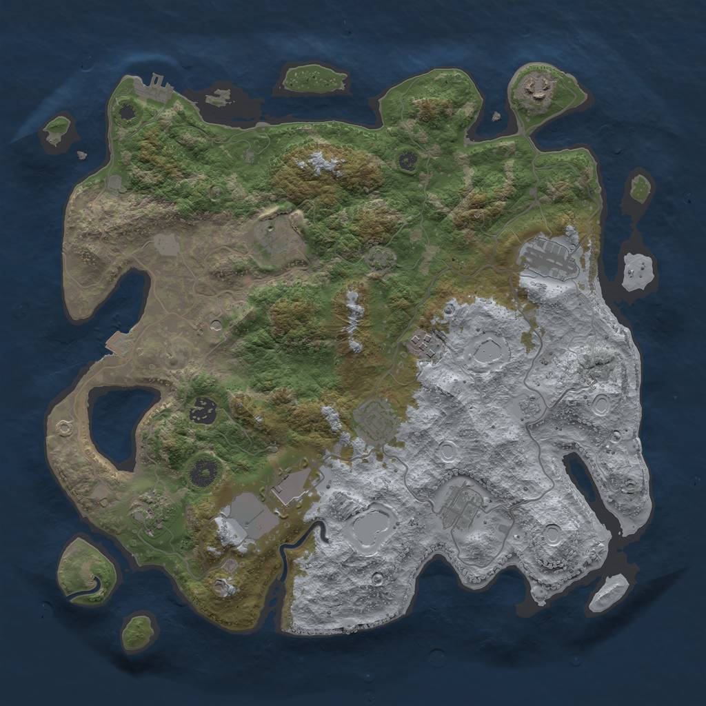 Rust Map: Procedural Map, Size: 3850, Seed: 18761522, 16 Monuments