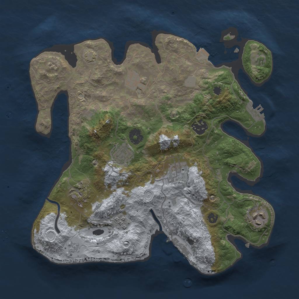 Rust Map: Procedural Map, Size: 3000, Seed: 22475, 14 Monuments