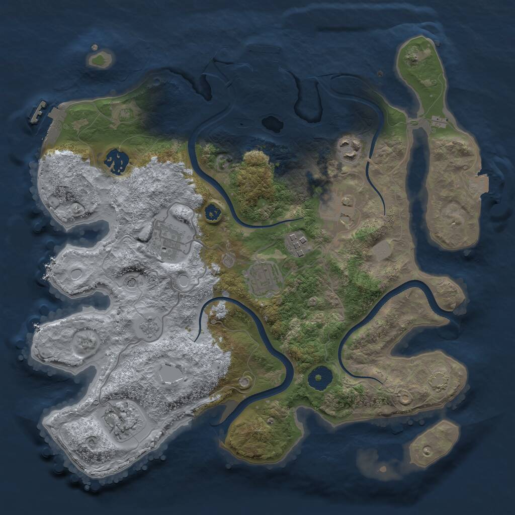 Rust Map: Procedural Map, Size: 3250, Seed: 220324883, 13 Monuments