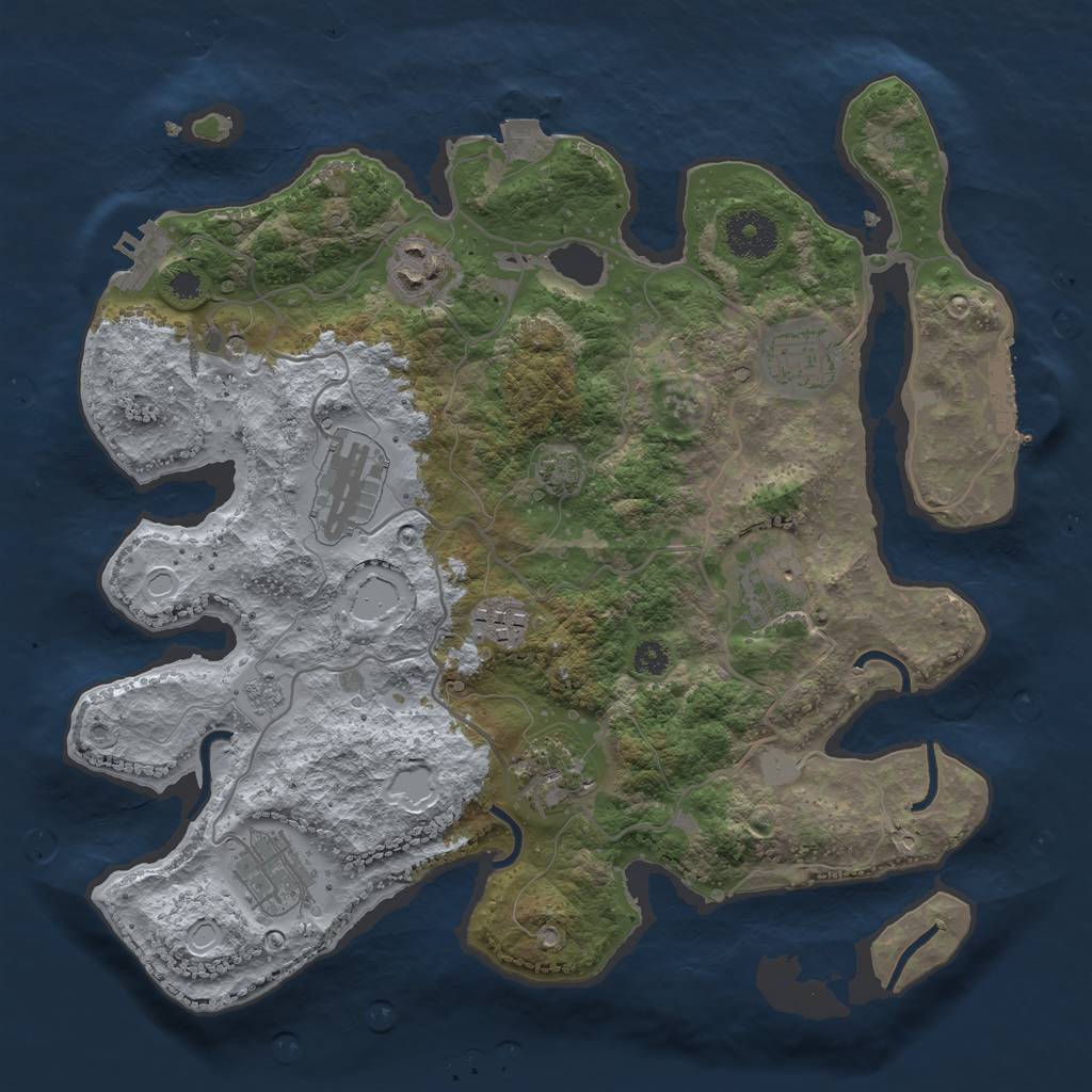 Rust Map: Procedural Map, Size: 3250, Seed: 220324883, 15 Monuments