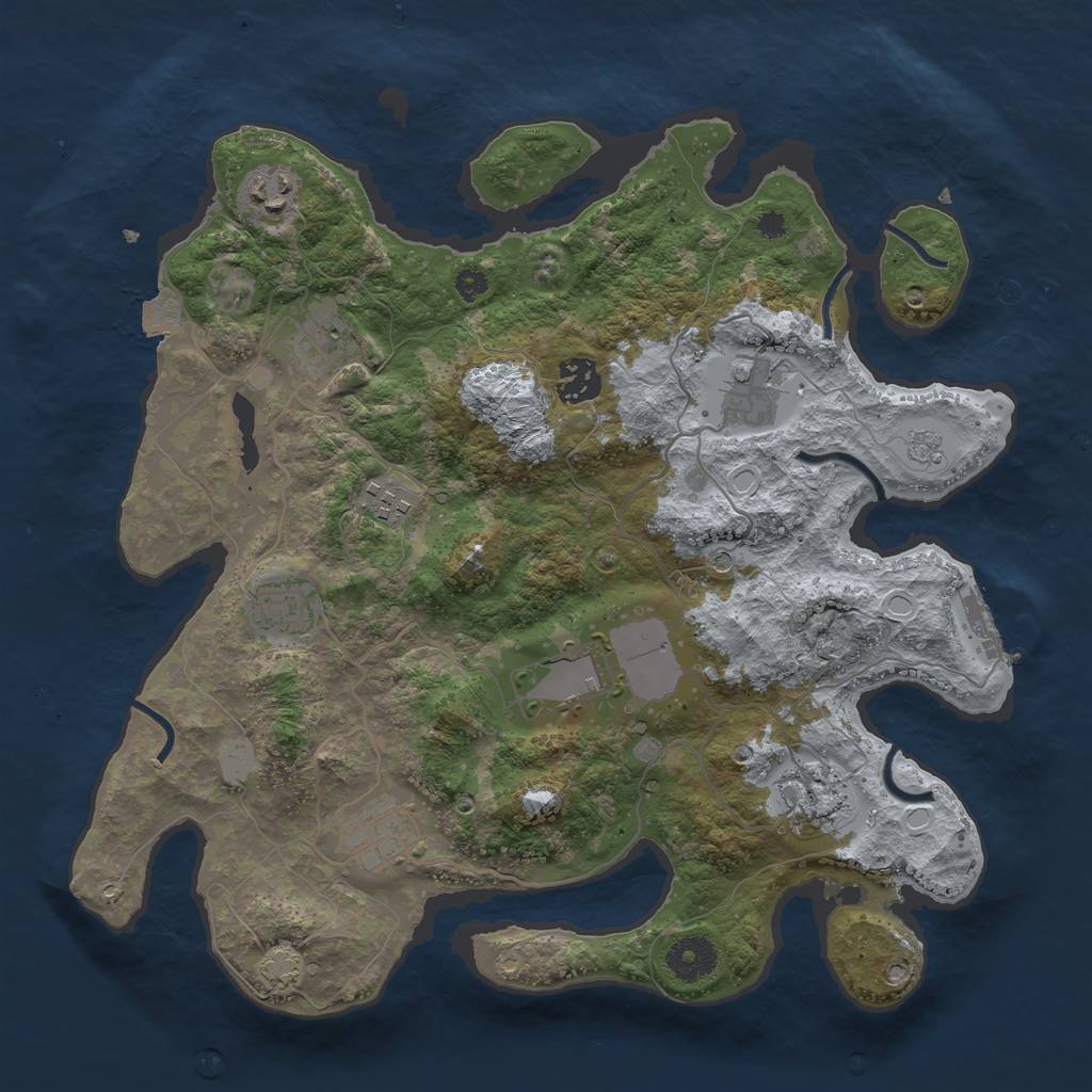Rust Map: Procedural Map, Size: 3500, Seed: 877168970, 16 Monuments