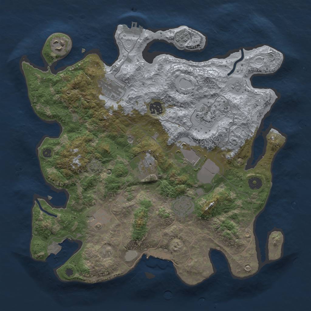 Rust Map: Procedural Map, Size: 3500, Seed: 265313007, 17 Monuments