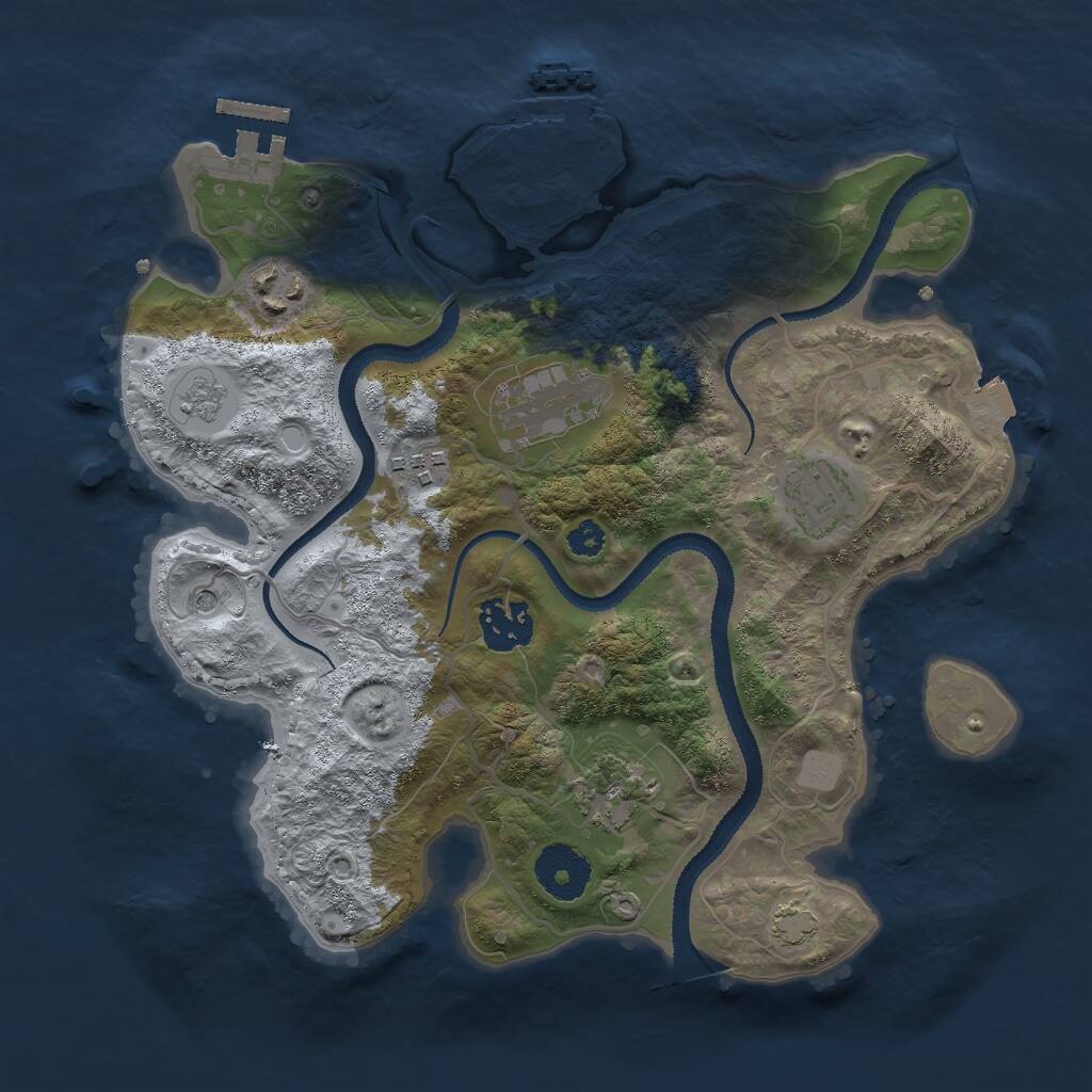 Rust Map: Procedural Map, Size: 3000, Seed: 1041548245, 12 Monuments