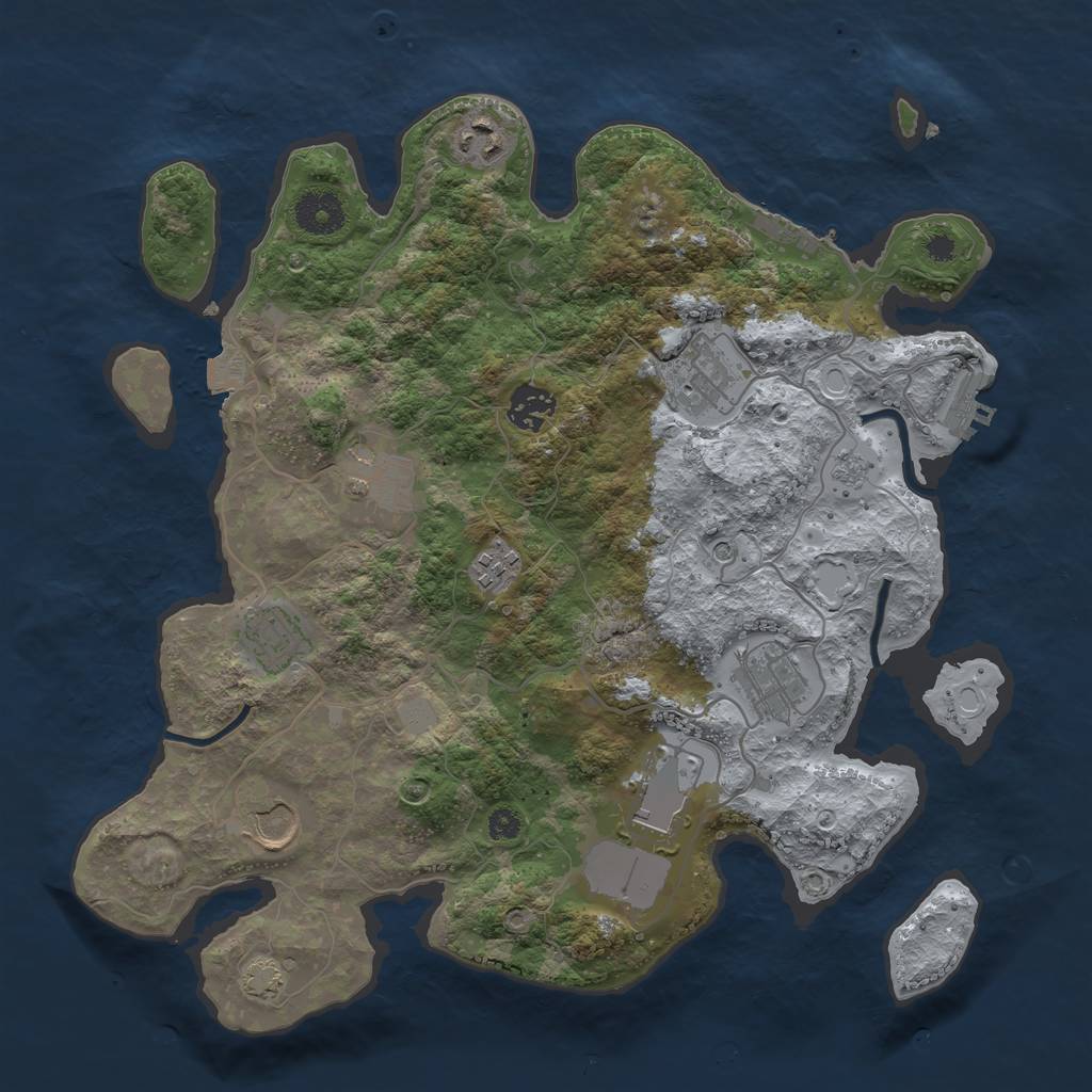 Rust Map: Procedural Map, Size: 3500, Seed: 126971274, 17 Monuments