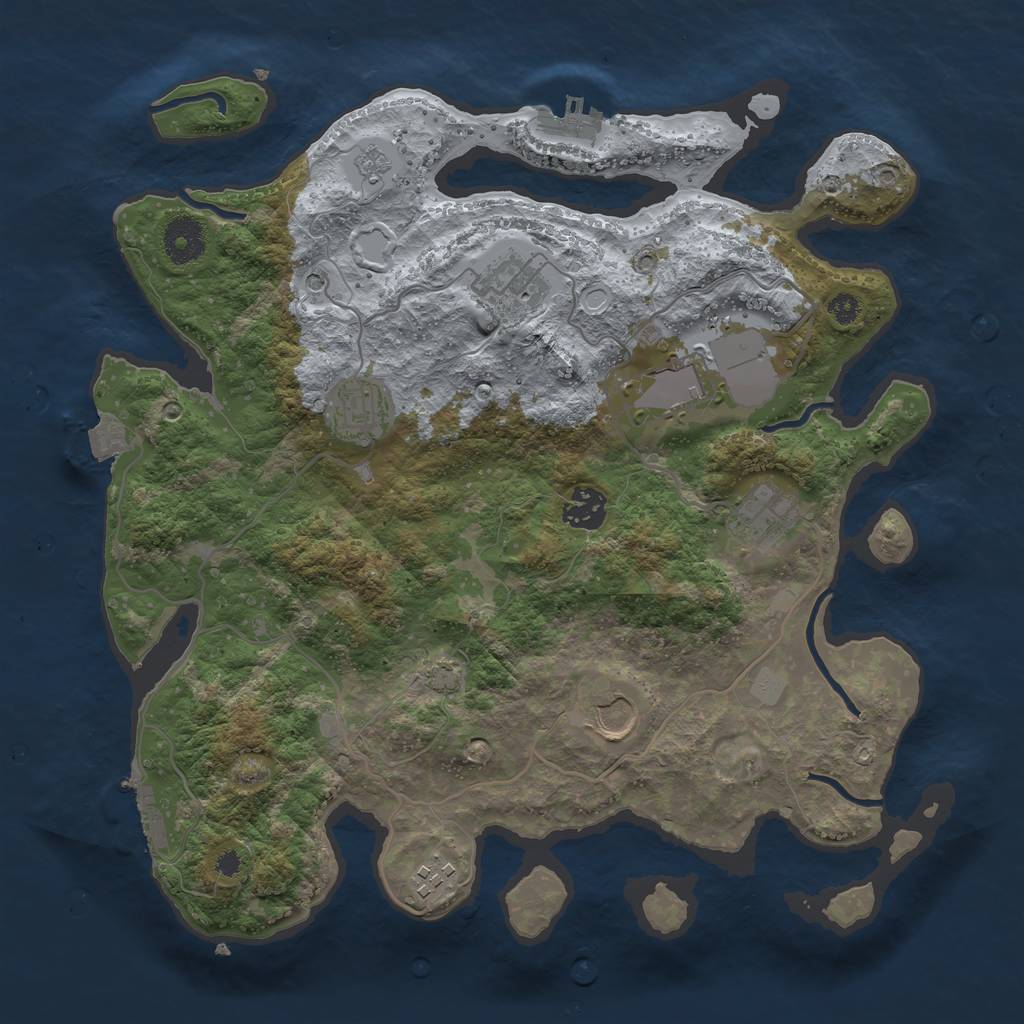 Rust Map: Procedural Map, Size: 3500, Seed: 883872522, 15 Monuments