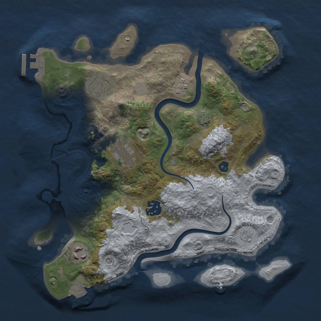 Rust Map: Procedural Map, Size: 3000, Seed: 758080454, 10 Monuments