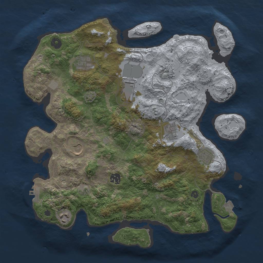 Rust Map: Procedural Map, Size: 3600, Seed: 1038063254, 15 Monuments