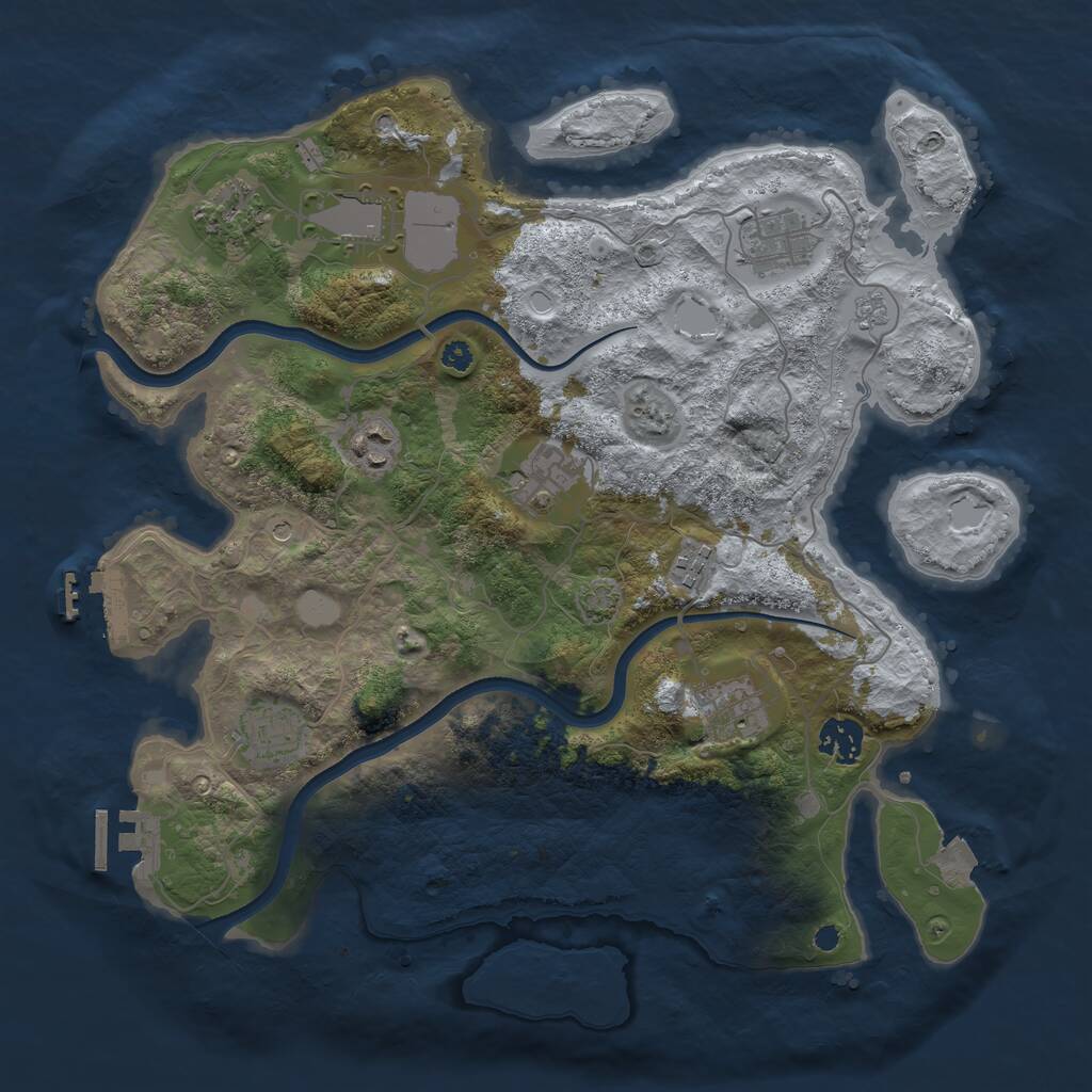 Rust Map: Procedural Map, Size: 3600, Seed: 1038063254, 15 Monuments