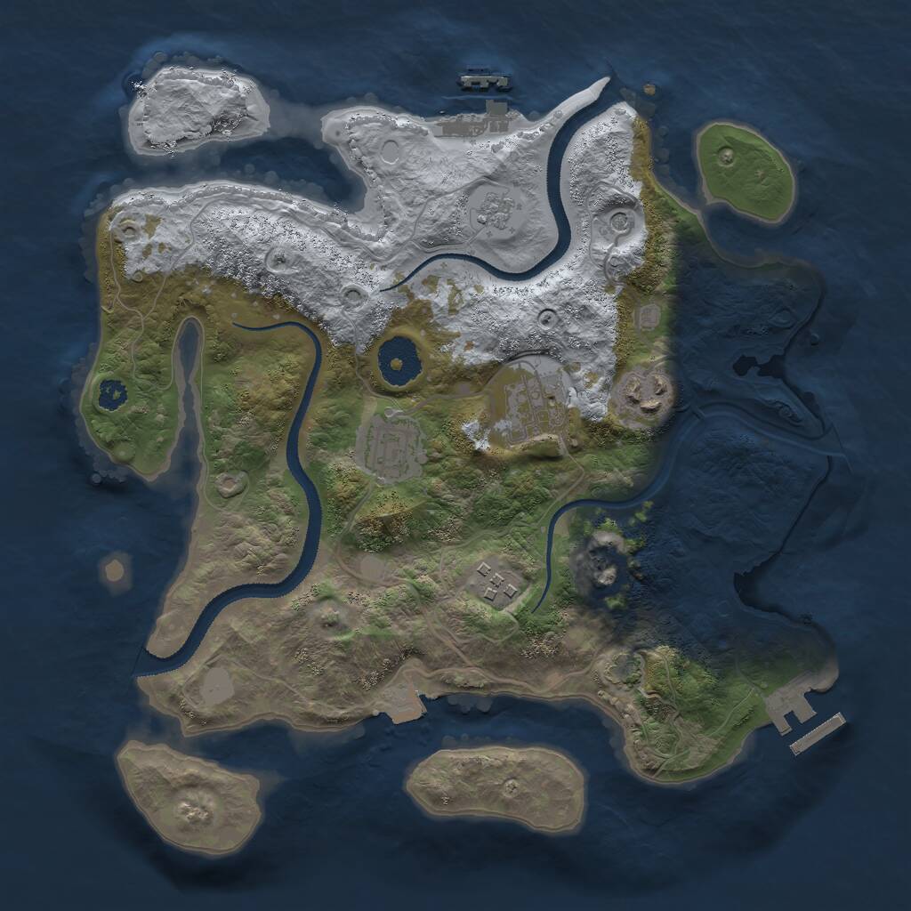Rust Map: Procedural Map, Size: 3000, Seed: 1393463168, 10 Monuments