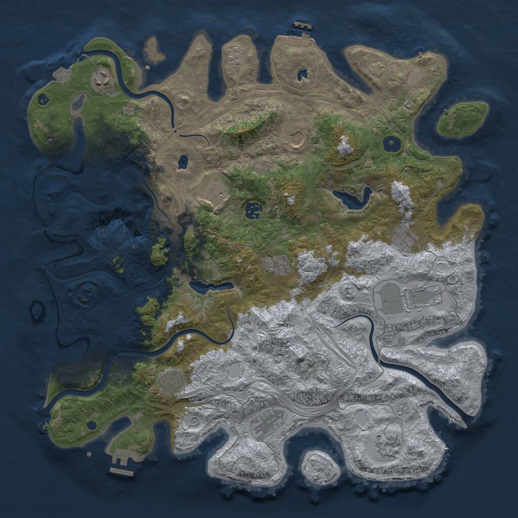 Rust Map: Procedural Map, Size: 4500, Seed: 52115153, 17 Monuments