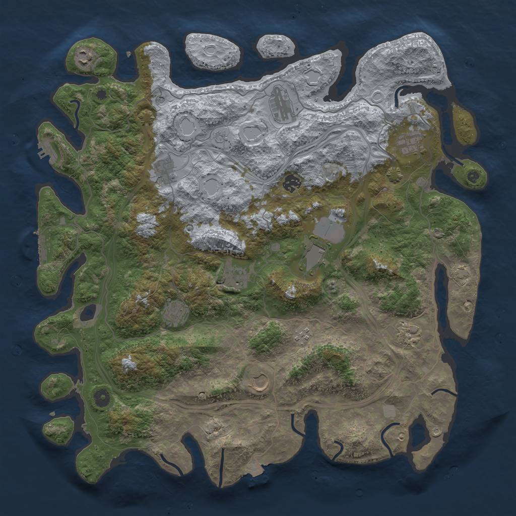 Rust Map: Procedural Map, Size: 4500, Seed: 489002409, 19 Monuments
