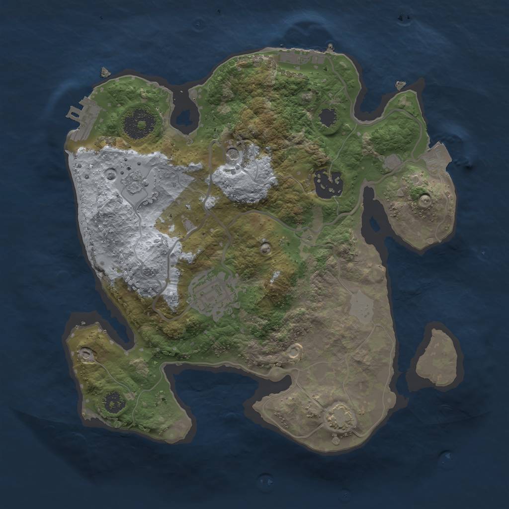 Rust Map: Procedural Map, Size: 2500, Seed: 836530905, 10 Monuments