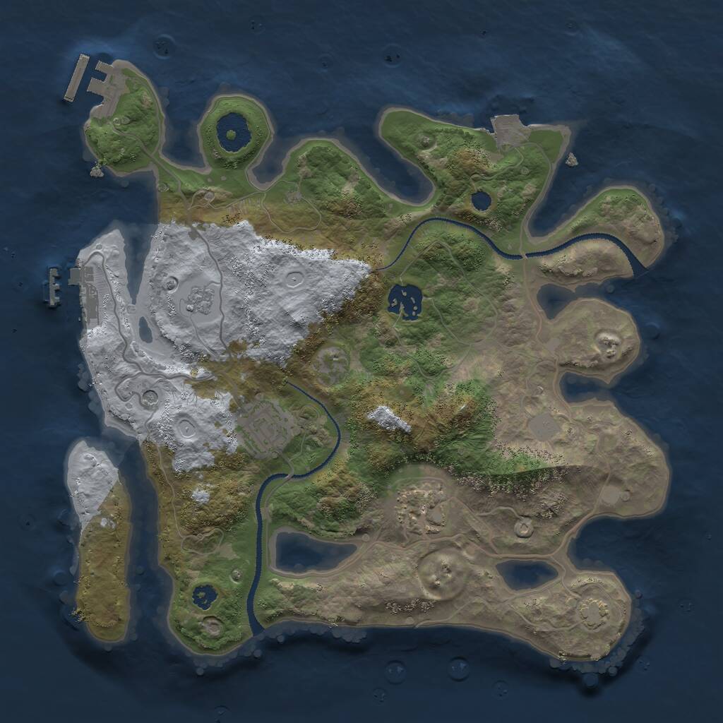 Rust Map: Procedural Map, Size: 3000, Seed: 1705287441, 9 Monuments