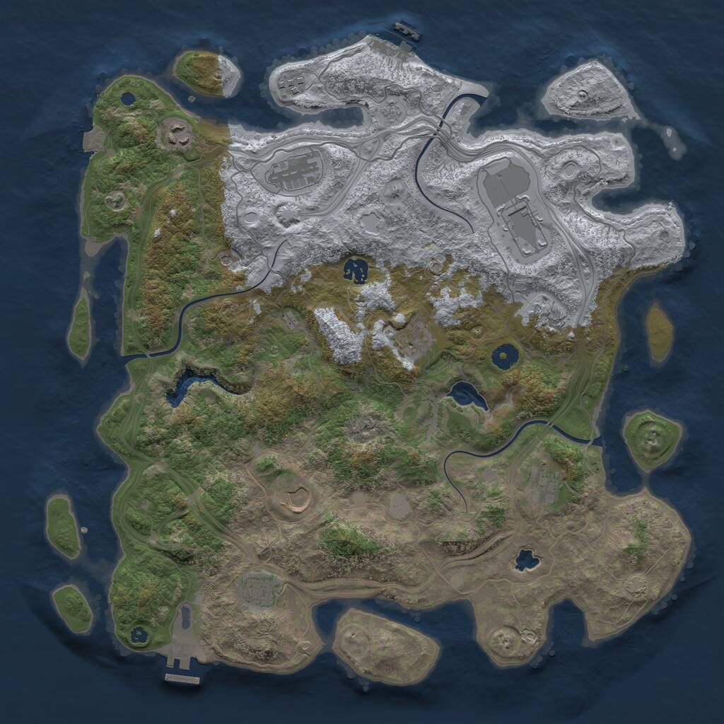 Rust Map: Procedural Map, Size: 4250, Seed: 392711407, 16 Monuments