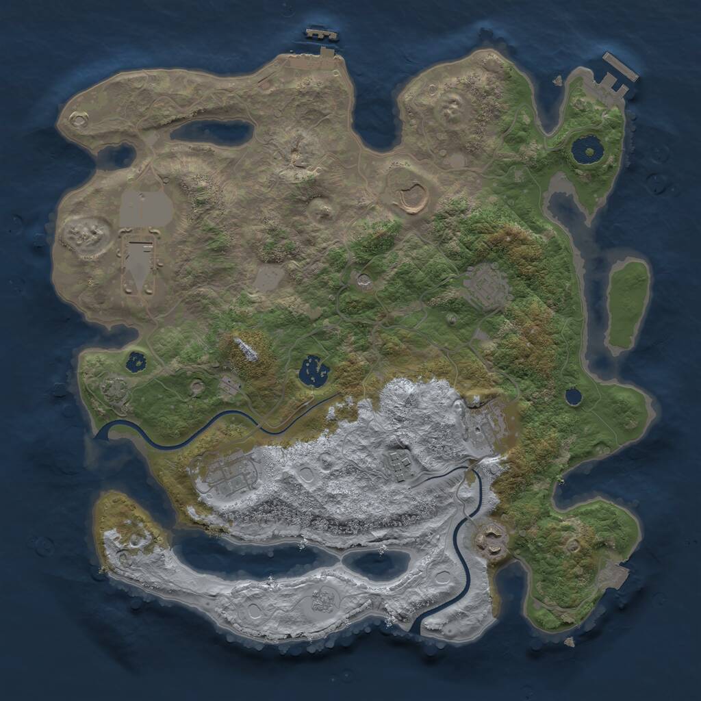 Rust Map: Procedural Map, Size: 3500, Seed: 669373084, 14 Monuments