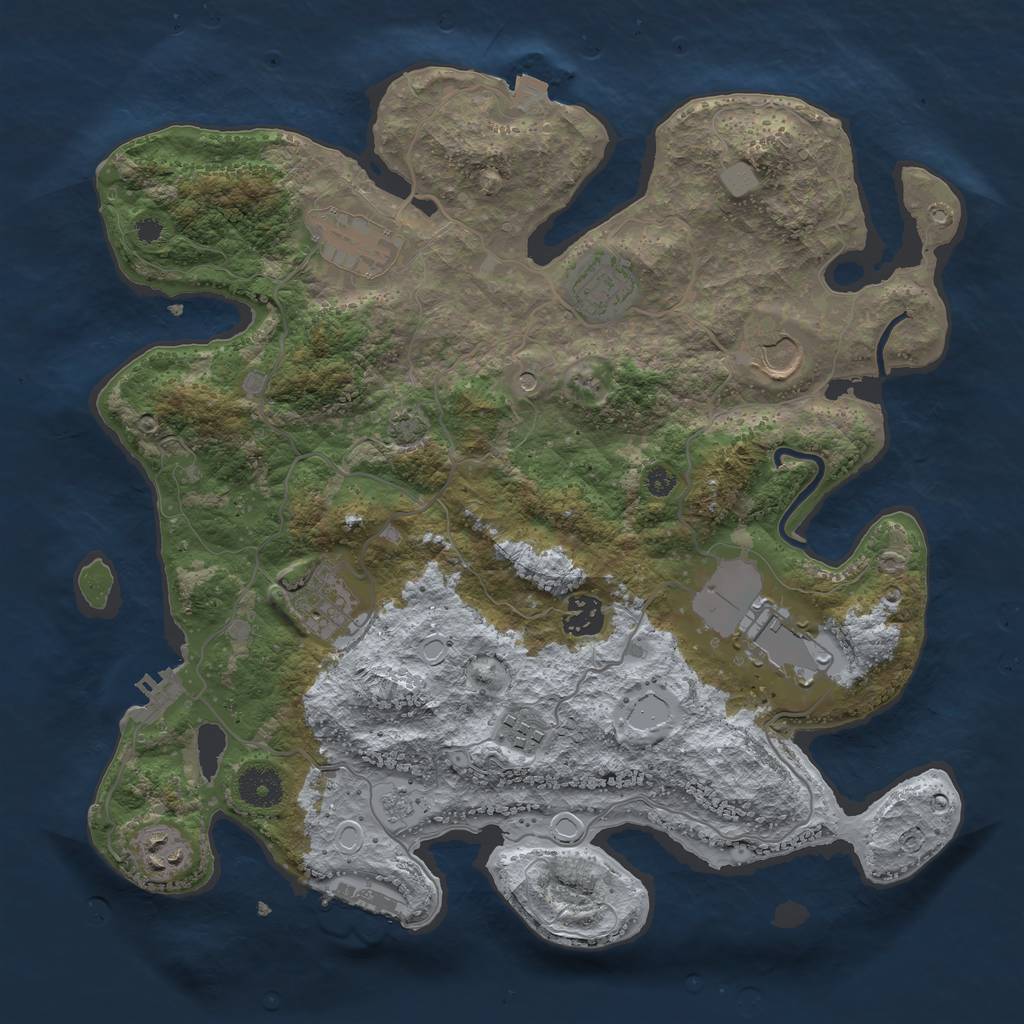 Rust Map: Procedural Map, Size: 3600, Seed: 28624, 16 Monuments