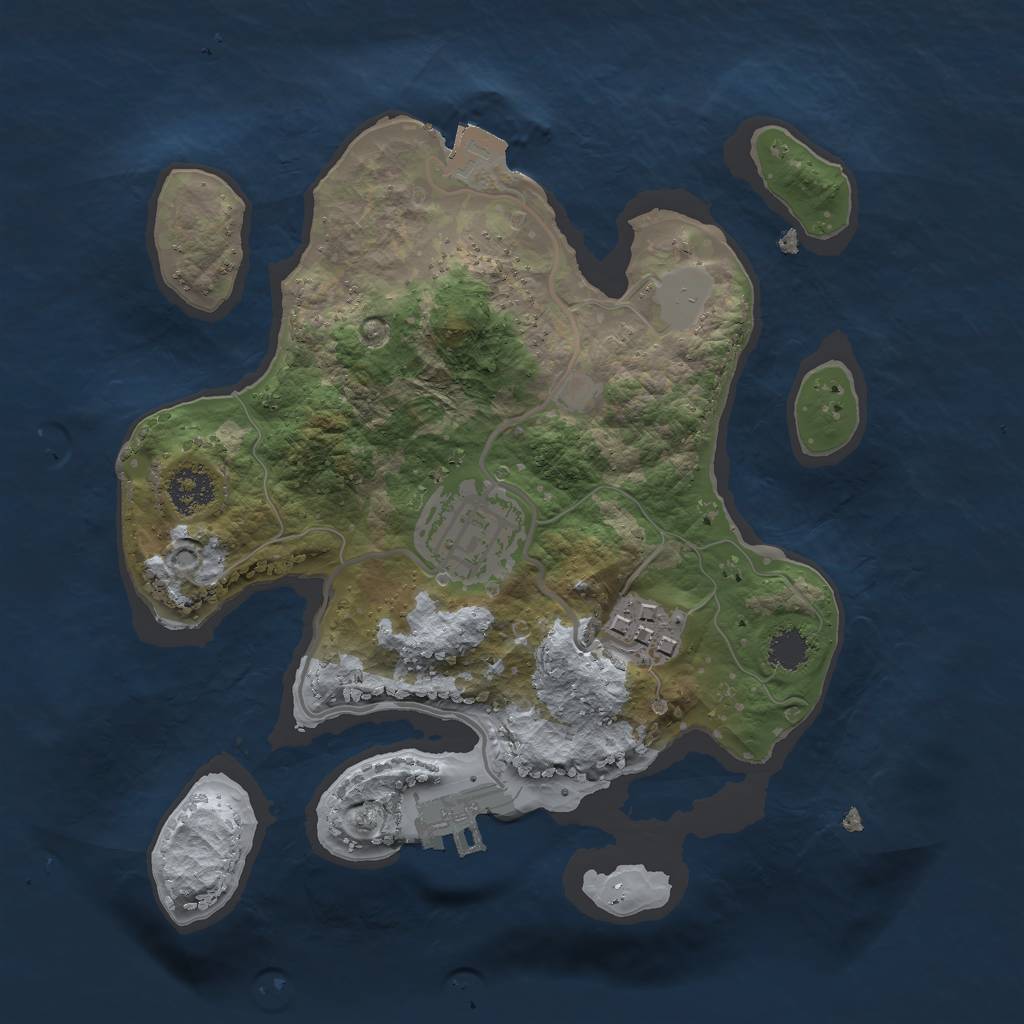 Rust Map: Procedural Map, Size: 2250, Seed: 639883927, 6 Monuments