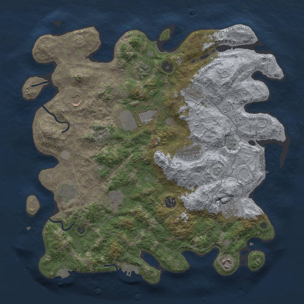 Rust Map: Procedural Map, Size: 4000, Seed: 1303172537, 19 Monuments