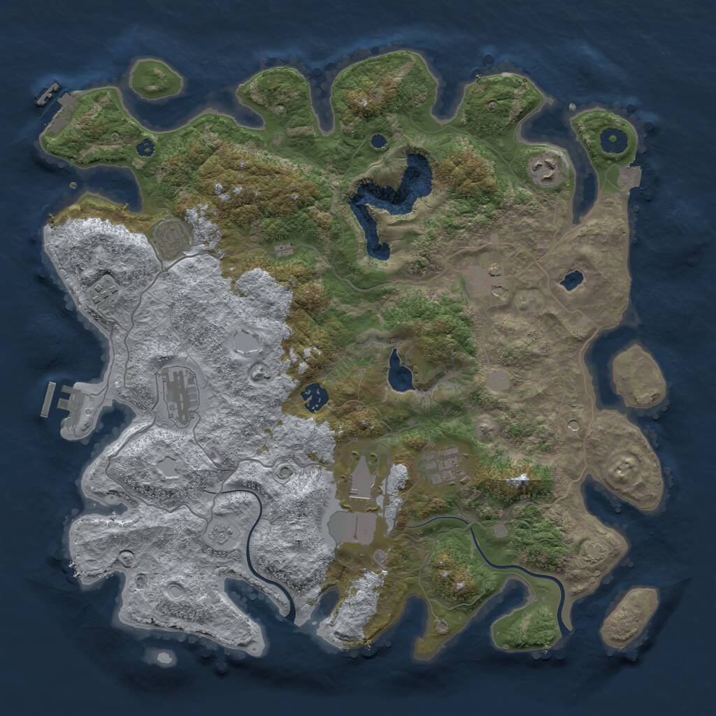 Rust Map: Procedural Map, Size: 4000, Seed: 636006756, 14 Monuments