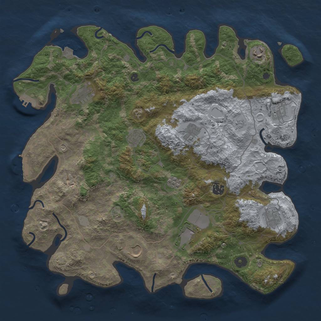 Rust Map: Procedural Map, Size: 4000, Seed: 42915533, 18 Monuments