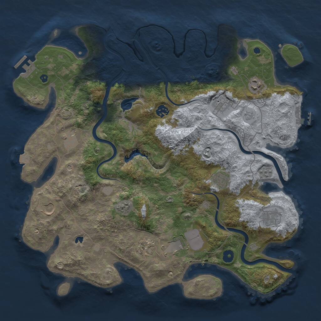 Rust Map: Procedural Map, Size: 4000, Seed: 42915533, 16 Monuments