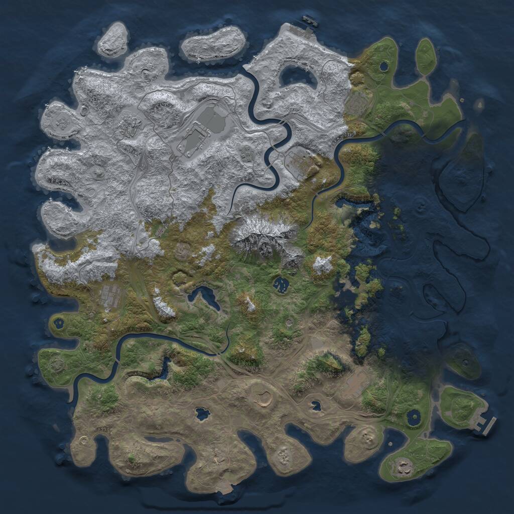 Rust Map: Procedural Map, Size: 5000, Seed: 2061326996, 17 Monuments