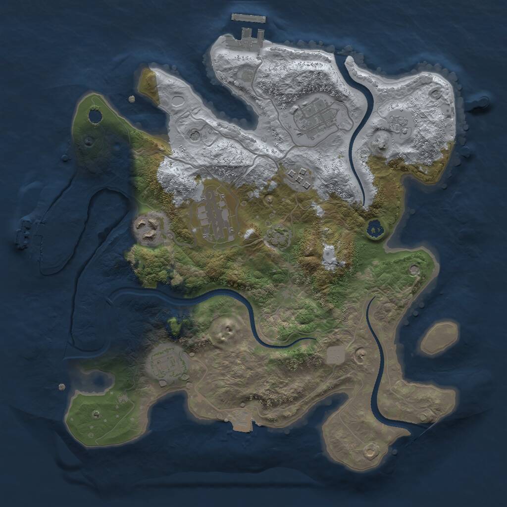 Rust Map: Procedural Map, Size: 3000, Seed: 9674350, 11 Monuments