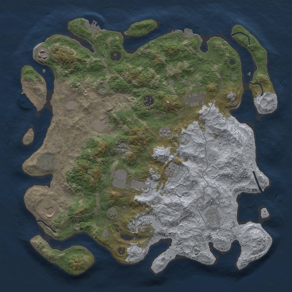 Rust Map: Procedural Map, Size: 4100, Seed: 12742, 19 Monuments