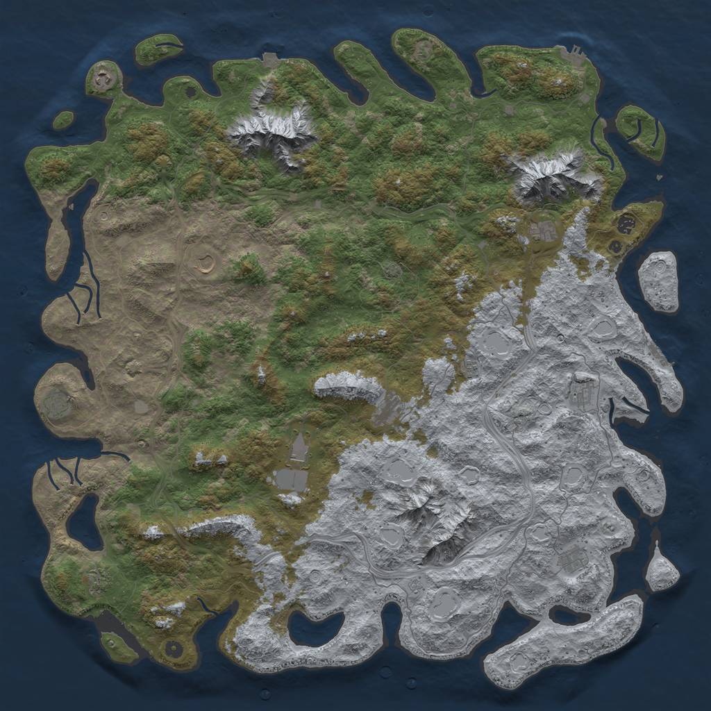 Rust Map: Procedural Map, Size: 6000, Seed: 9090, 19 Monuments