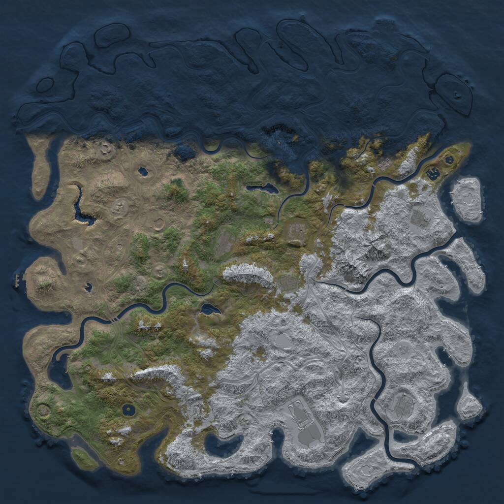 Rust Map: Procedural Map, Size: 6000, Seed: 9090, 17 Monuments