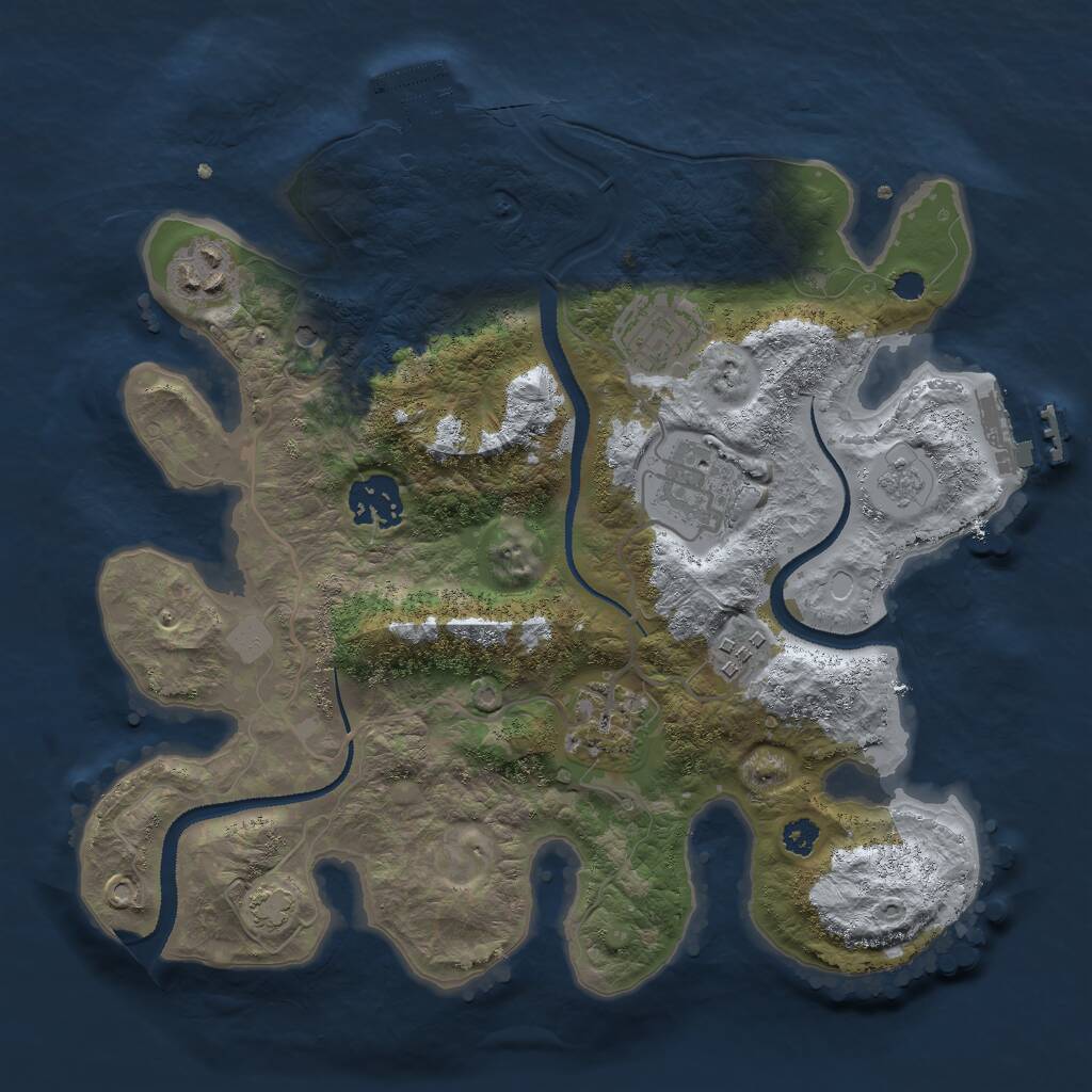 Rust Map: Procedural Map, Size: 3000, Seed: 16061, 12 Monuments