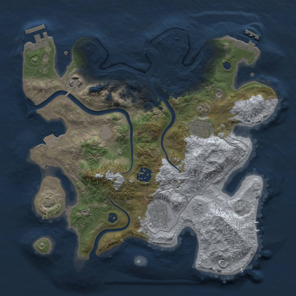 Rust Map: Procedural Map, Size: 3000, Seed: 35821293, 11 Monuments
