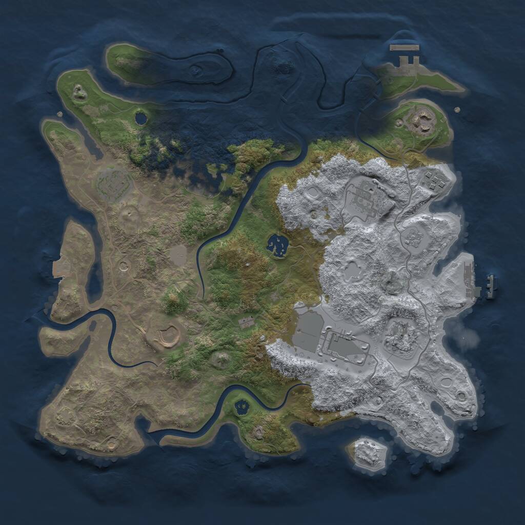 Rust Map: Procedural Map, Size: 3600, Seed: 27624, 15 Monuments