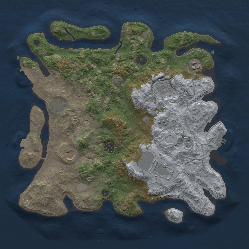 Rust Map: Procedural Map, Size: 3600, Seed: 27624, 15 Monuments