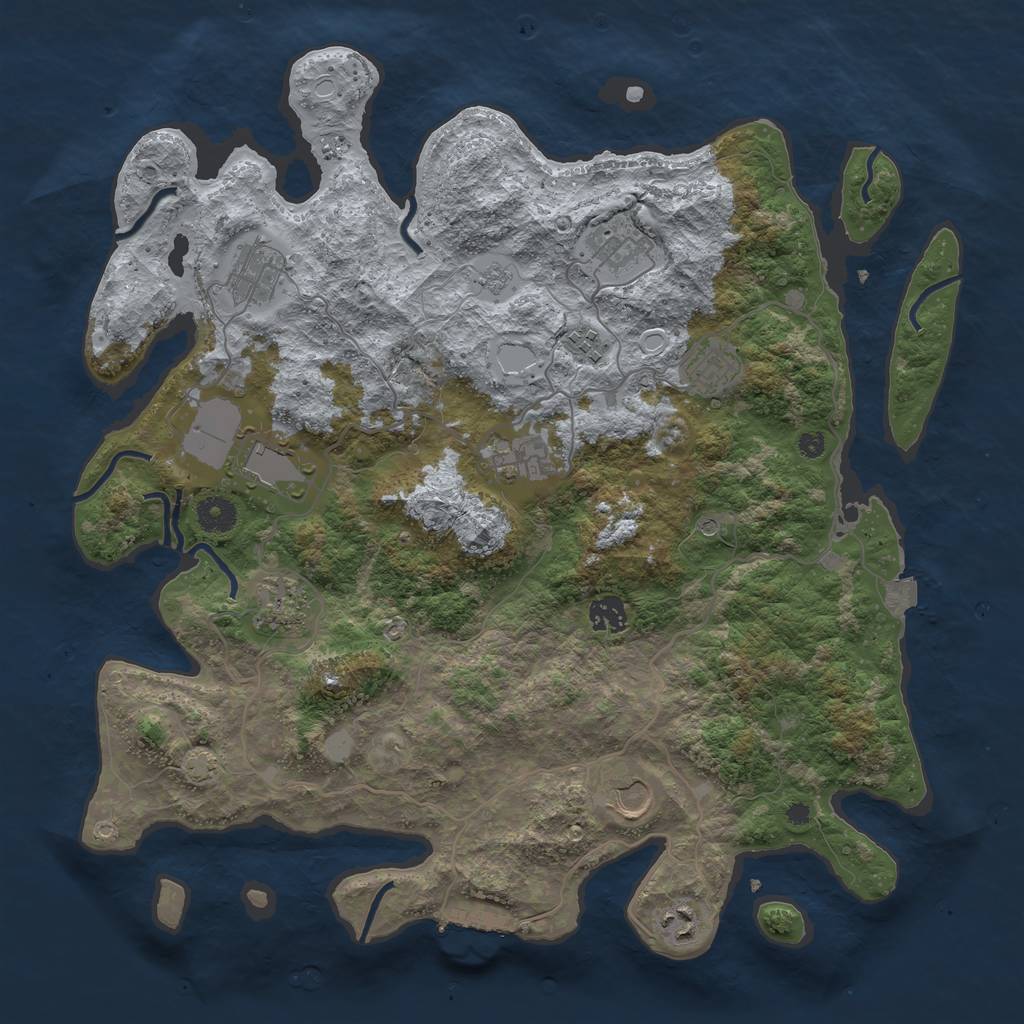Rust Map: Procedural Map, Size: 4000, Seed: 226490982, 17 Monuments