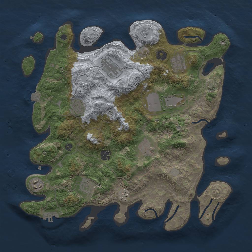 Rust Map: Procedural Map, Size: 3500, Seed: 1304894542, 16 Monuments